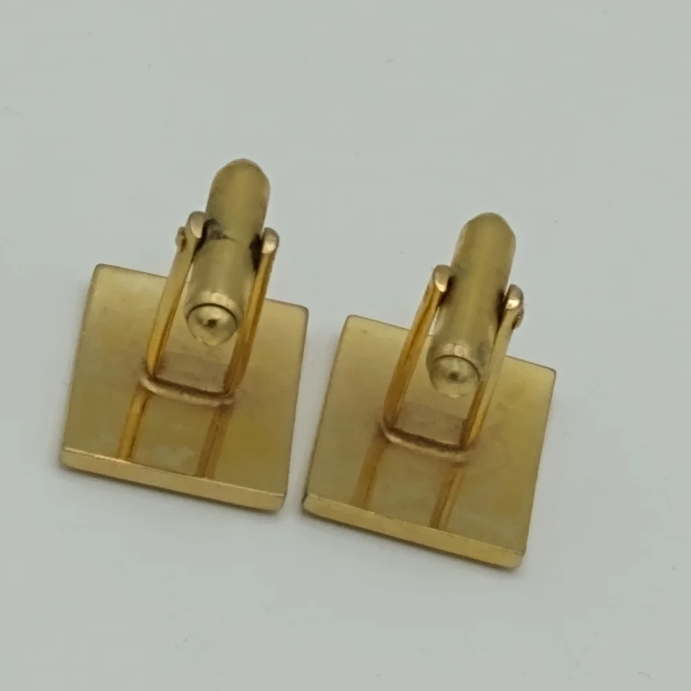 Flex Let Quality Engraved Gold tone Signed Cufflinks Midcentury Vintage